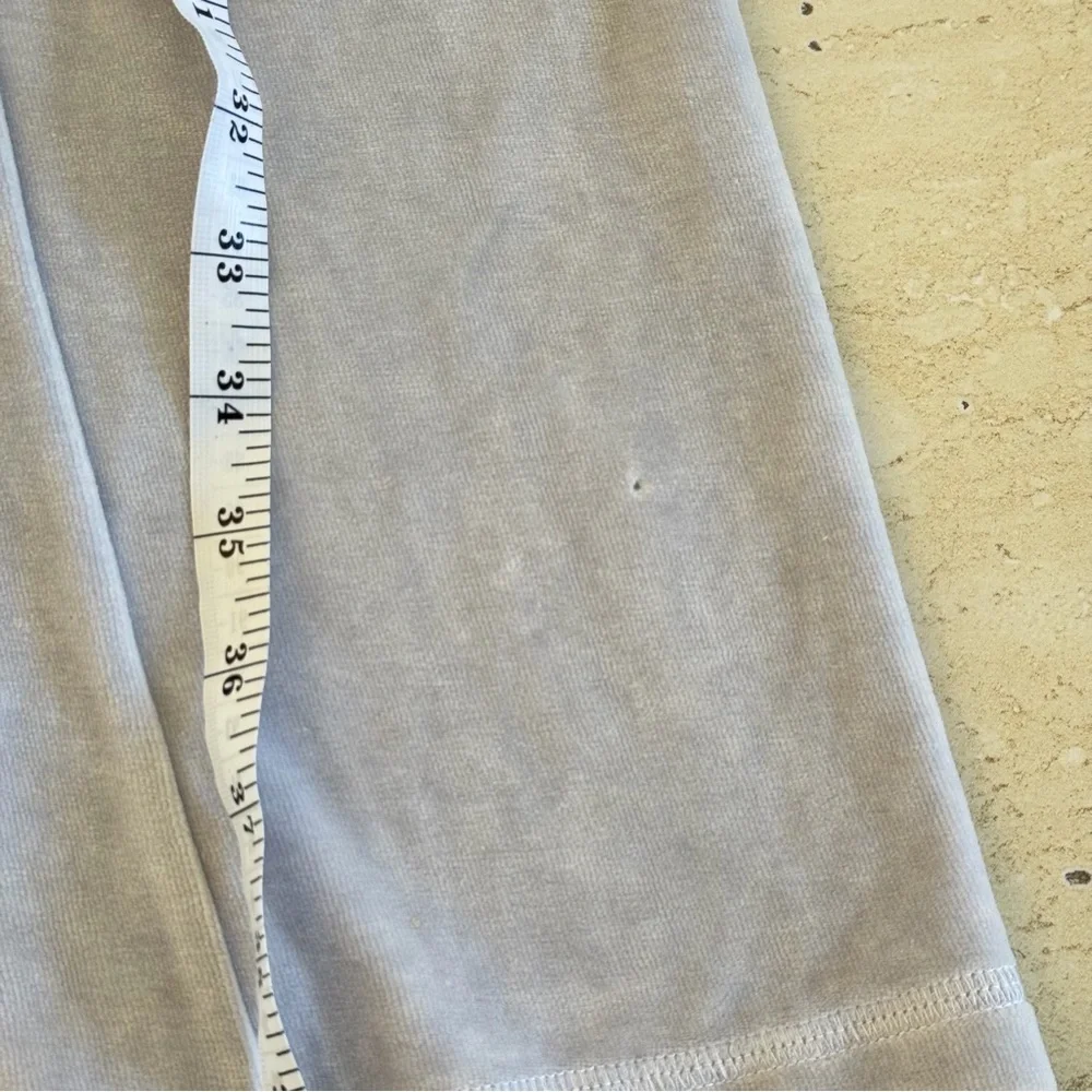 Philipp Plein Gray Velour Pants with Teal Crystal Skull Logo, Size S